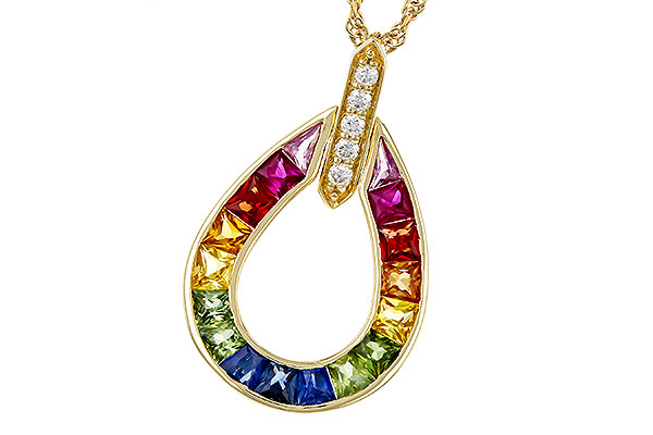 L320-85391: NECKLACE 1.10 MULTI-COLOR SAPPH 1.15 TGW